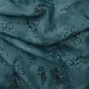 Bavlněný úplet Cyklisti modrý