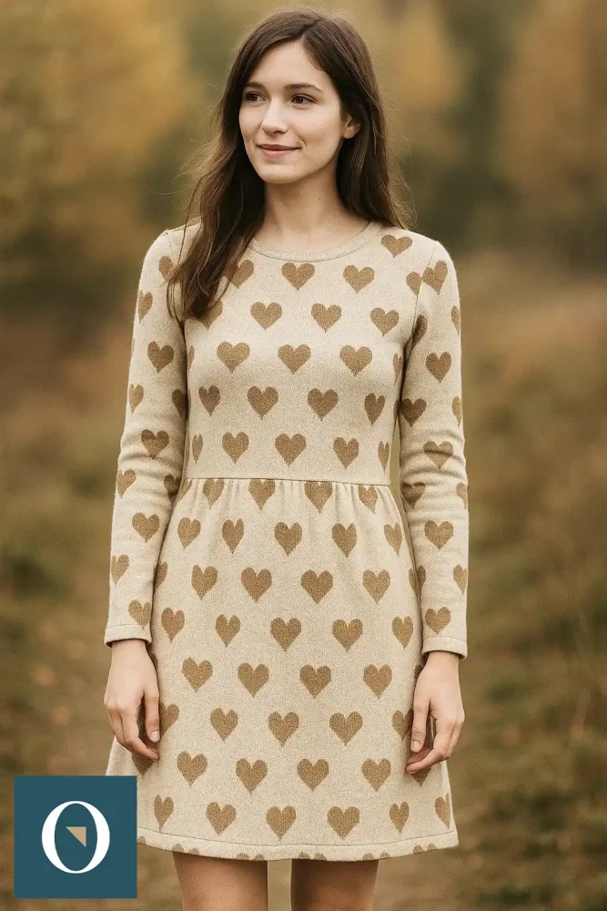 Foto dívky v šatech ze svetroviny s lurexem