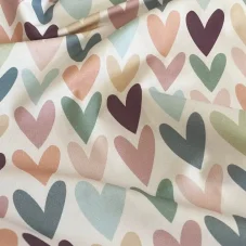 Bavlněný úplet Pastelová srdíčka, Látky OliVe