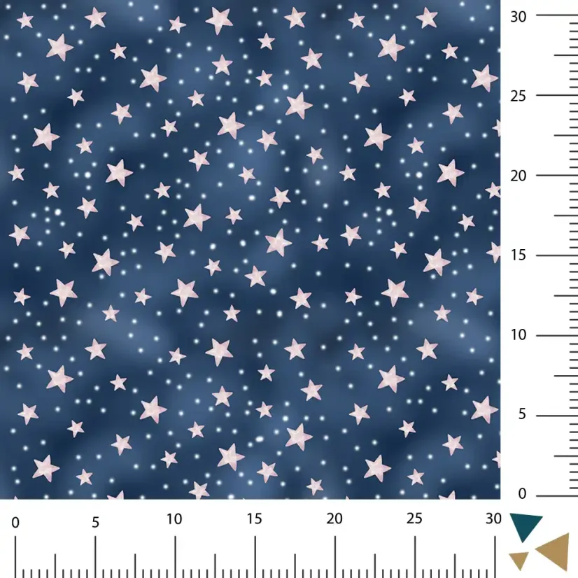 Zimní softshell s fleece 10000/3000 Hvězdičky na modrém pozadí, měřítko