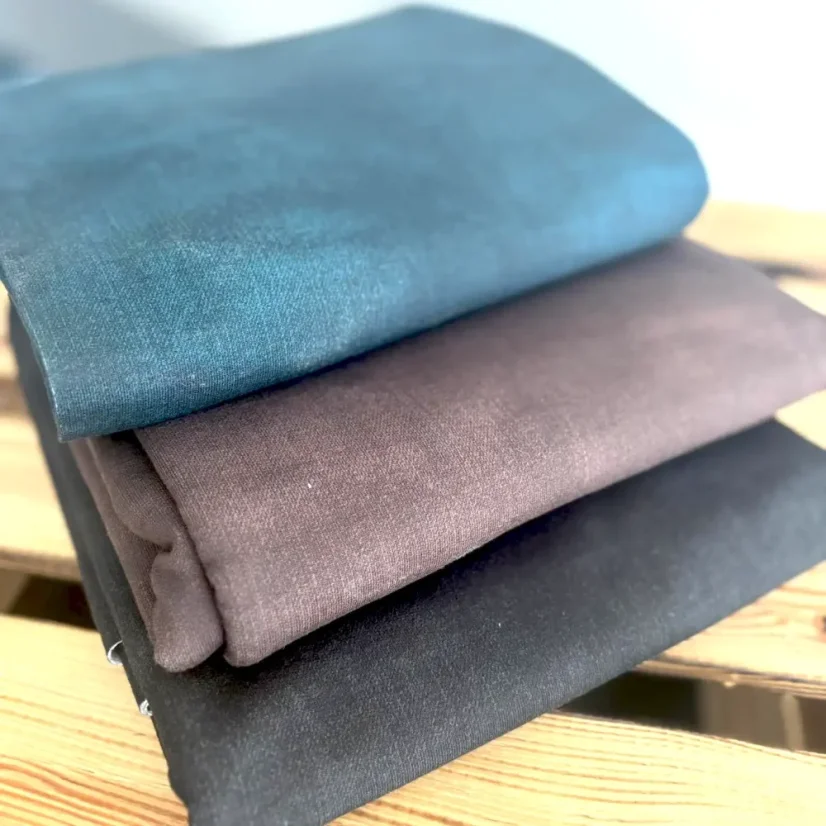 French Terry nepočesaná teplákovina s jeans efektem