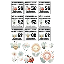 DTF arch A5 s velikostními nažehlovačkami 56–62–68 a motivy berušek, včelek a květin.