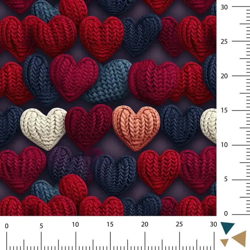 Zimní softshell s fleece 10000/3000 Pletená srdíčka, měřítko