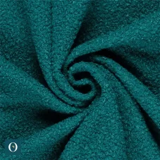 Bouclé látka petrolejová – elegantní kabátovina s matným povrchem.