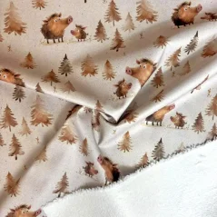 Zimní softshell s motivem divočáka a stromků