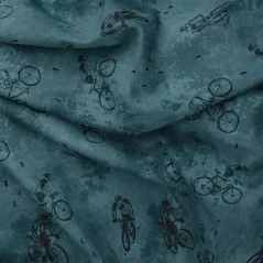 Bavlněný úplet Cyklisti, autorský design Látky OliVe Bavlněný úplet Cyklisti, autorský design Látky OliVe