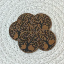 Koženkový štítek Strom života, imitace bambusu, pro vaše handmade projekty.