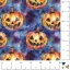 Bavlněný úplet s motivem svítících halloweenských dýní