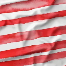 Bavlněný úplet s elastanem – červené akvarelové pruhy, metráž
