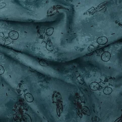 Bavlněný úplet Cyklisti, autorský design Látky OliVe