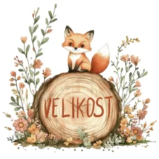 DTF velikostní nažehlovačka Liška – univerzální titulní obrázek s nápisem Velikost, kolekce OliVe