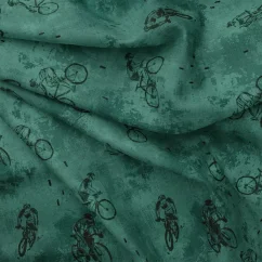 Bavlněný úplet Cyklisti, autorský design Látky OliVe