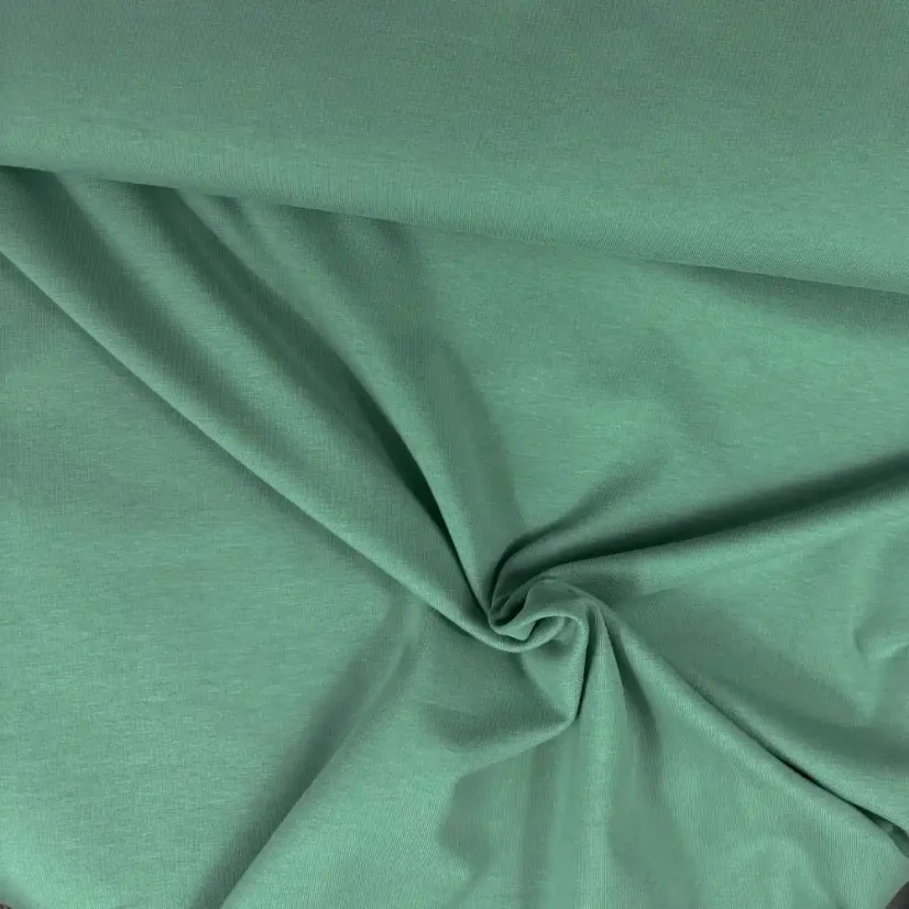 Bio organický bavlněný úplet tmavý mint, Látky OliVe