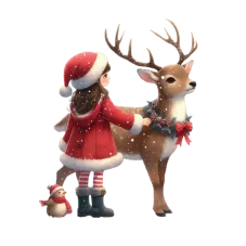 DTF nažehlovačka s vánoční holčičkou a jelenem