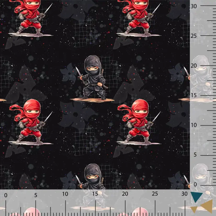 Úplet s elastanem s motivem ninja – kvalitní látka pro trička, mikiny a dětské oblečení