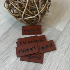 Koženkový štítek s nápisem originál – barva surová kůže