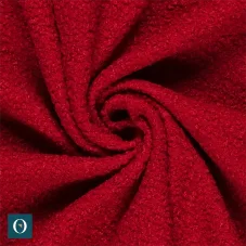 Bouclé látka červená – výrazná kabátovina s plastickou strukturou.