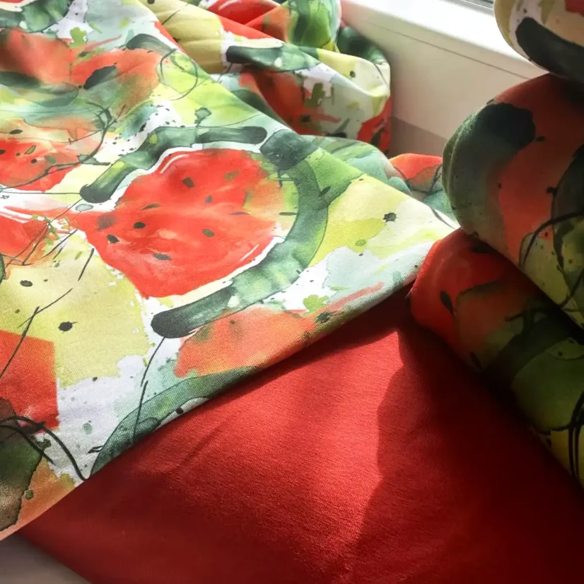 Bavlněný úplet Melouny, Látky OliVe