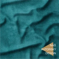 Nepočesaná teplákovina jeans look petrolejová – teplákovina s jemným denimovým efektem v modrozeleném odstínu, autorský motiv Oli-Ve.cz.