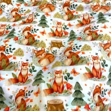 Bavlněný úplet Lišky, Látky OliVe