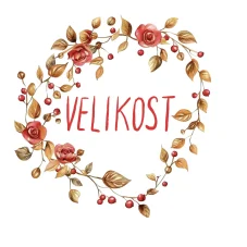 Titulní fotografie kolekce DTF nažehlovaček s květinovým věncem a textem Velikost od OliVe