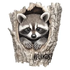 DTF velikostní nažehlovačka Mýval – univerzální titulní obrázek s nápisem Velikost, kolekce Oli-Ve