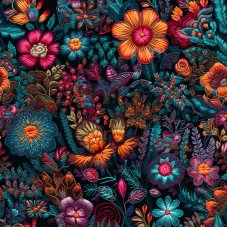 Viskózový popelín Rozkvetlá louka, Látky OliVe