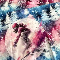 French Terry nepočesaná teplákovina, snowboard panel v růžové barvě. Látky OliVe