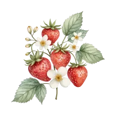 DTF nažehlovačka Jahody s květy, Látky OliVe