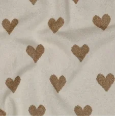 Svetrovina s lurexem a srdíčky v béžovo-zlaté barvě