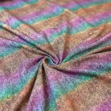 French Terry nepočesaná teplákovina v duhových barvách, s rybí kostí