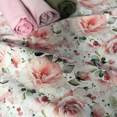 Bavlněný úplet Romantické růže, Látky OliVe Bavlněný úplet Romantické růže, Látky OliVe