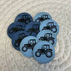 Koženkový štítek Traktor mini 2,5 cm pro vaše handmade projekty