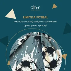 Bavlněný úplet s fotbalovým motivem, autorský design OliVe na bavlněném úpletu