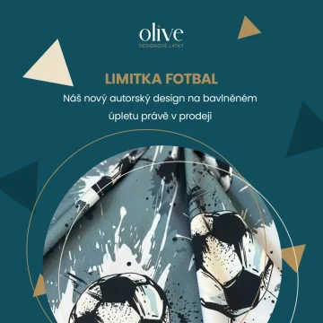 Bavlněný úplet s fotbalovým motivem, autorský design OliVe na bavlněném úpletu Bavlněný úplet s fotbalovým motivem, autorský design OliVe na bavlněném úpletu