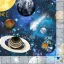 Bavlněný úplet s planetami Sluneční soustavy na vesmírném pozadí – autorský design Oli-Ve.