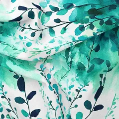 Bavlněný úplet Mint větvičky, Látky OliVe Bavlněný úplet Mint větvičky, Látky OliVe