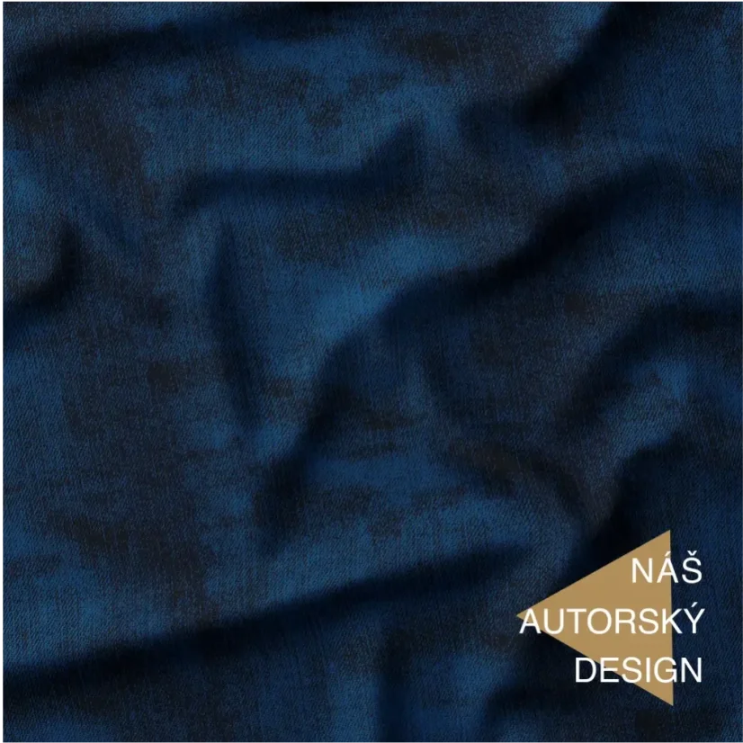 Tmavě modrá denim textura na bavlněném úpletu – metráž