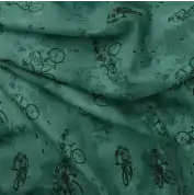 Bavlněný úplet Cyklisti zelený